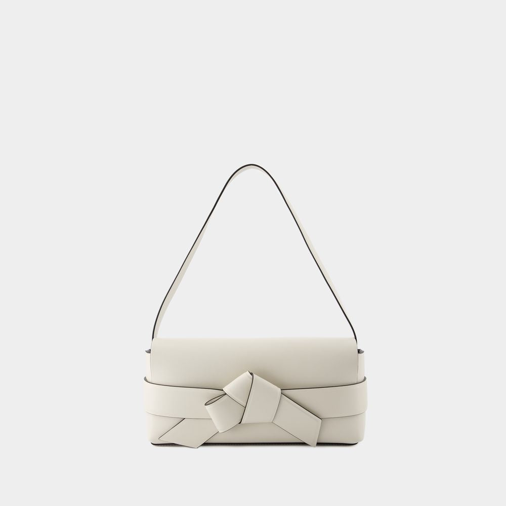 ACNE STUDIOS White Calfskin Musubi Elongated Hobo Shoulder Bag for Women SS24