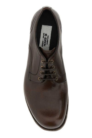 DOLCE & GABBANA Saddle Brown Leather Lace-Up Derby Dress Shoes for Men