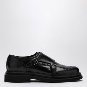 DOLCE & GABBANA Elegant Black Leather Monkstrap Loafer