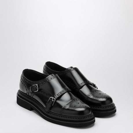 DOLCE & GABBANA Elegant Black Leather Monkstrap Loafer