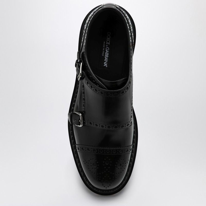 DOLCE & GABBANA Elegant Black Leather Monkstrap Loafer