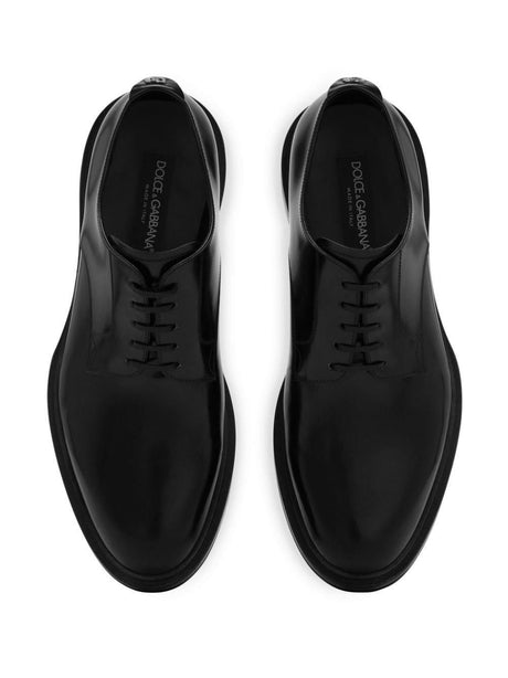 DOLCE & GABBANA Elegant Black Leather Derby Dress Shoes