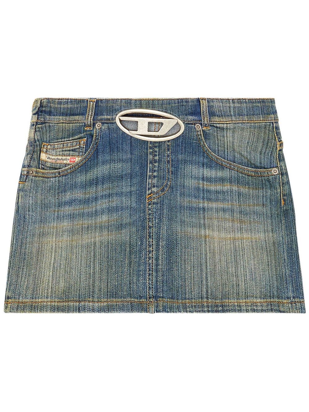 DIESEL Faded Blue Denim Mid-Rise Skirt