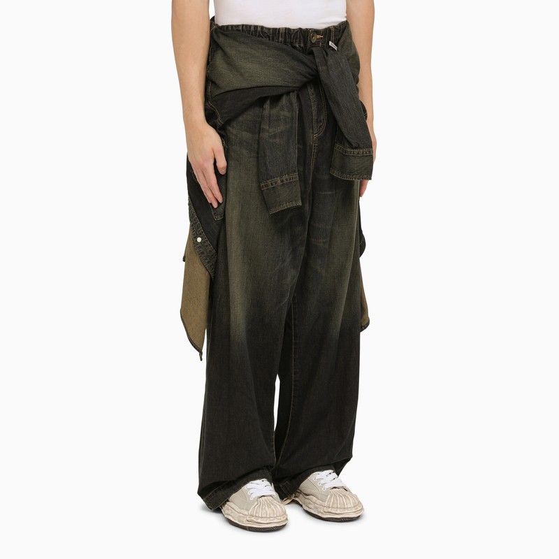 Men's Wide-Leg Denim Pants with Shirt Waistband from MAISON MIHARA YASUHIRO