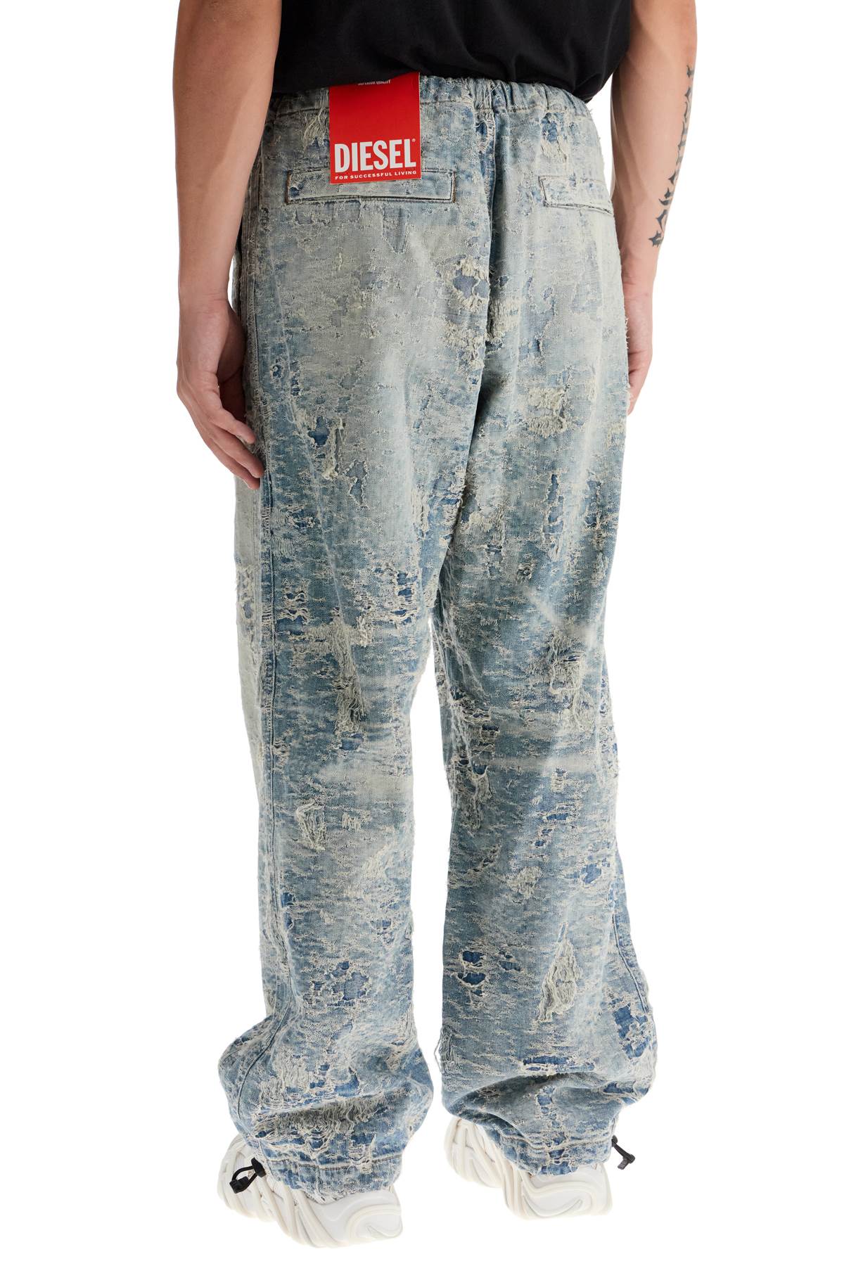 DIESEL Distressed Denim Jacquard Pants - Size L