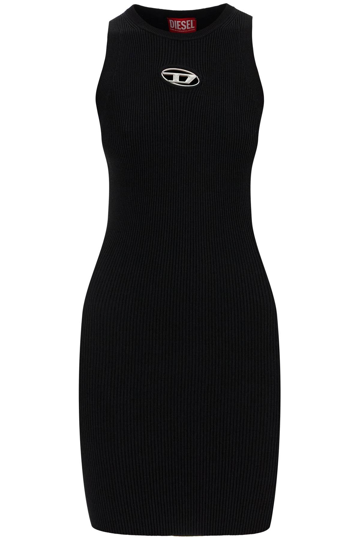 DIESEL Ribbed Viscose Mini Dress with Wide Neckline