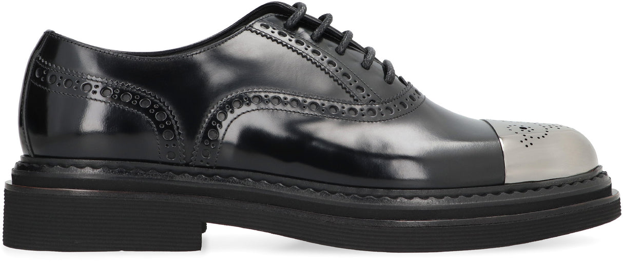 DOLCE & GABBANA Men's Brogue Leather Lace-Up Shoes for FW23