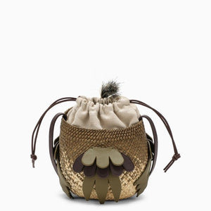 LOEWE  OLIVE GREEN RAFFIA BIRD Handbag