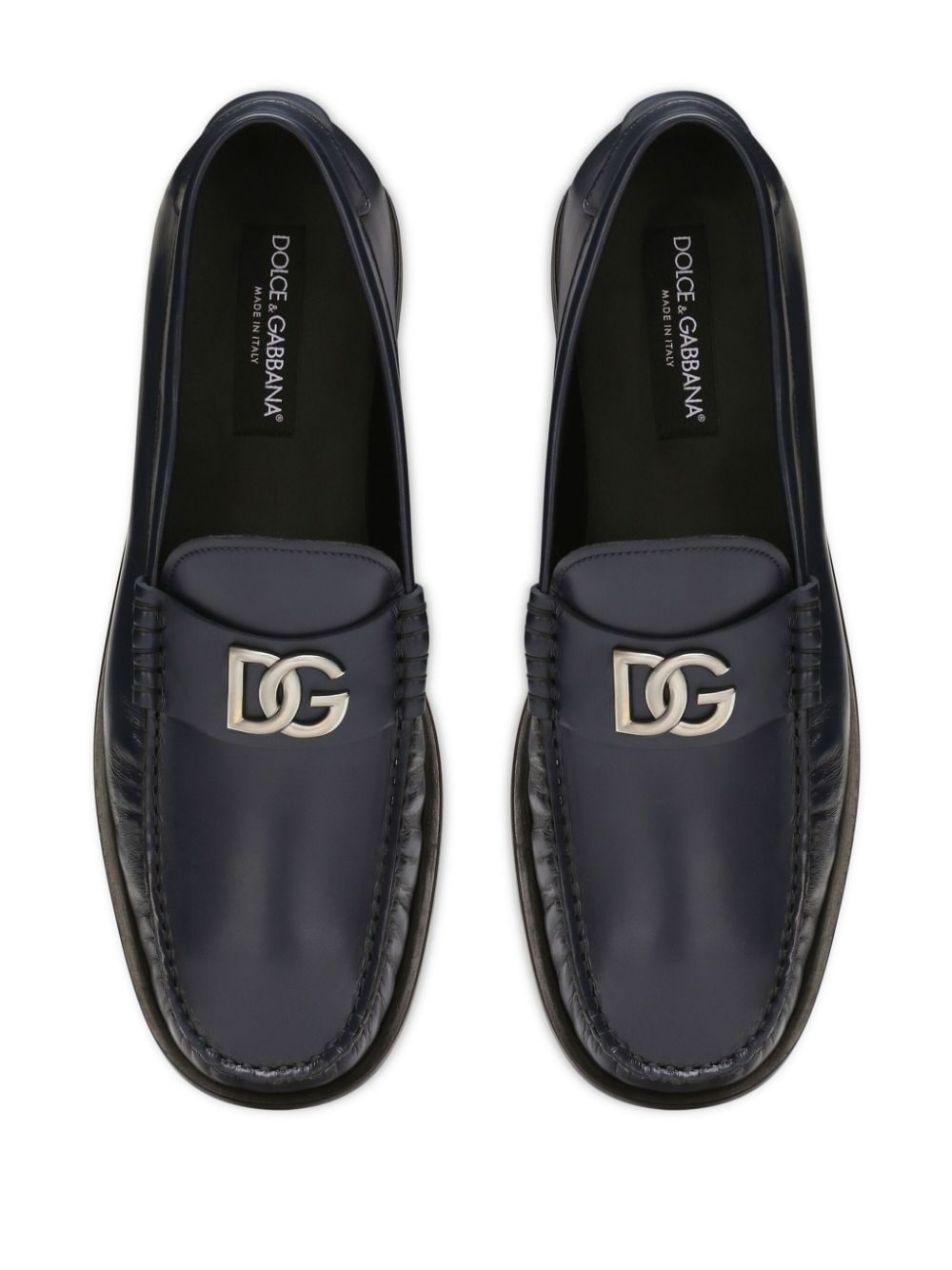 DOLCE & GABBANA Blue Calfskin Leather Loafers for Men