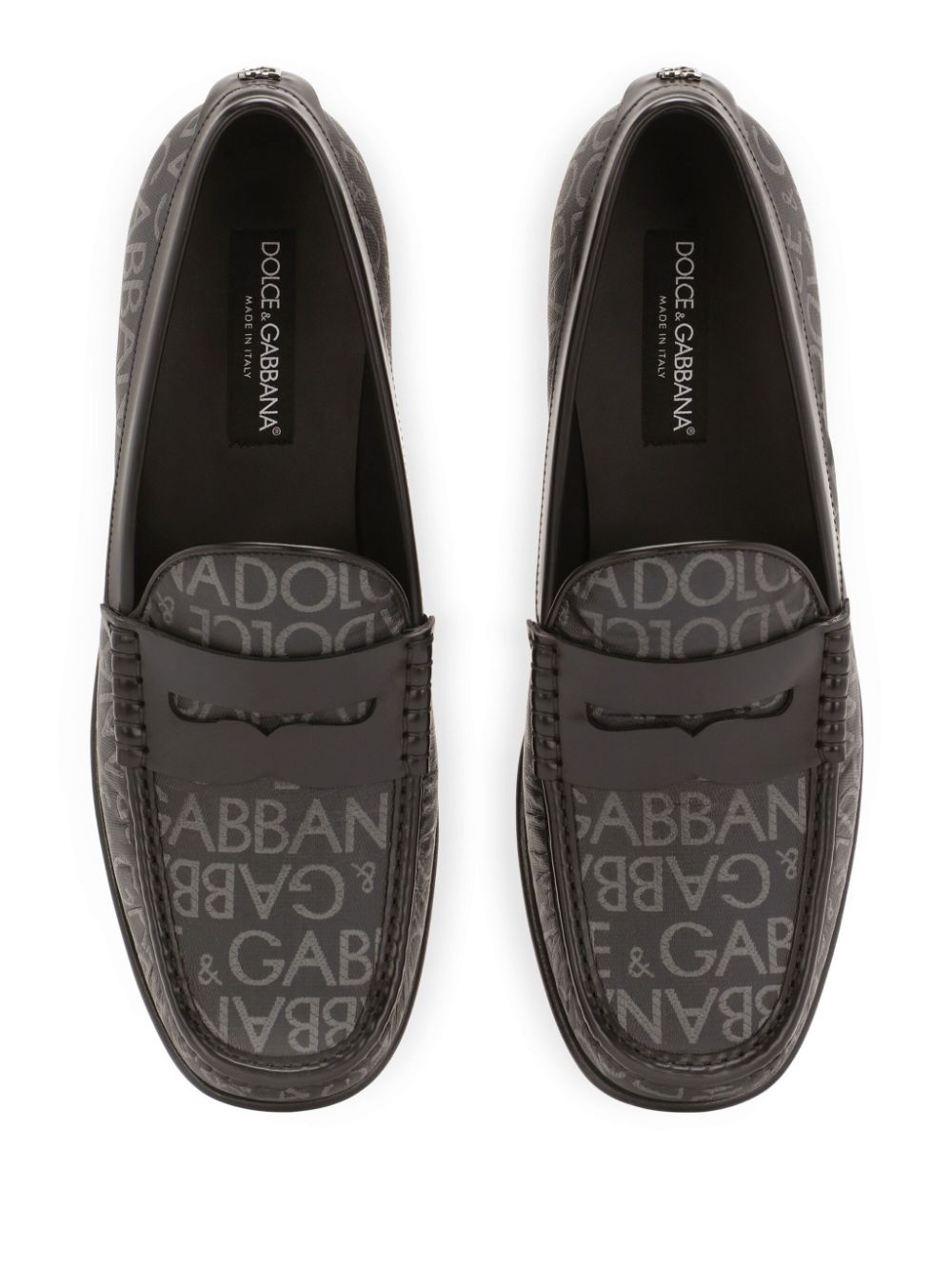 DOLCE & GABBANA Luxurious All-Over Logo Leather Loafers