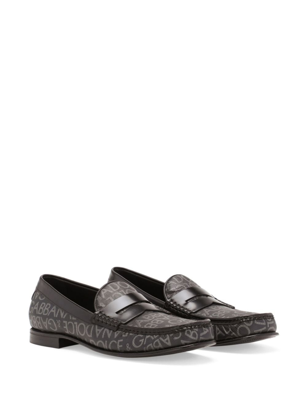 DOLCE & GABBANA Luxurious All-Over Logo Leather Loafers