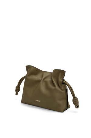 LOEWE Mini Flamenco Clutch in Clay Green - Women's Calfskin Crossbody Bag