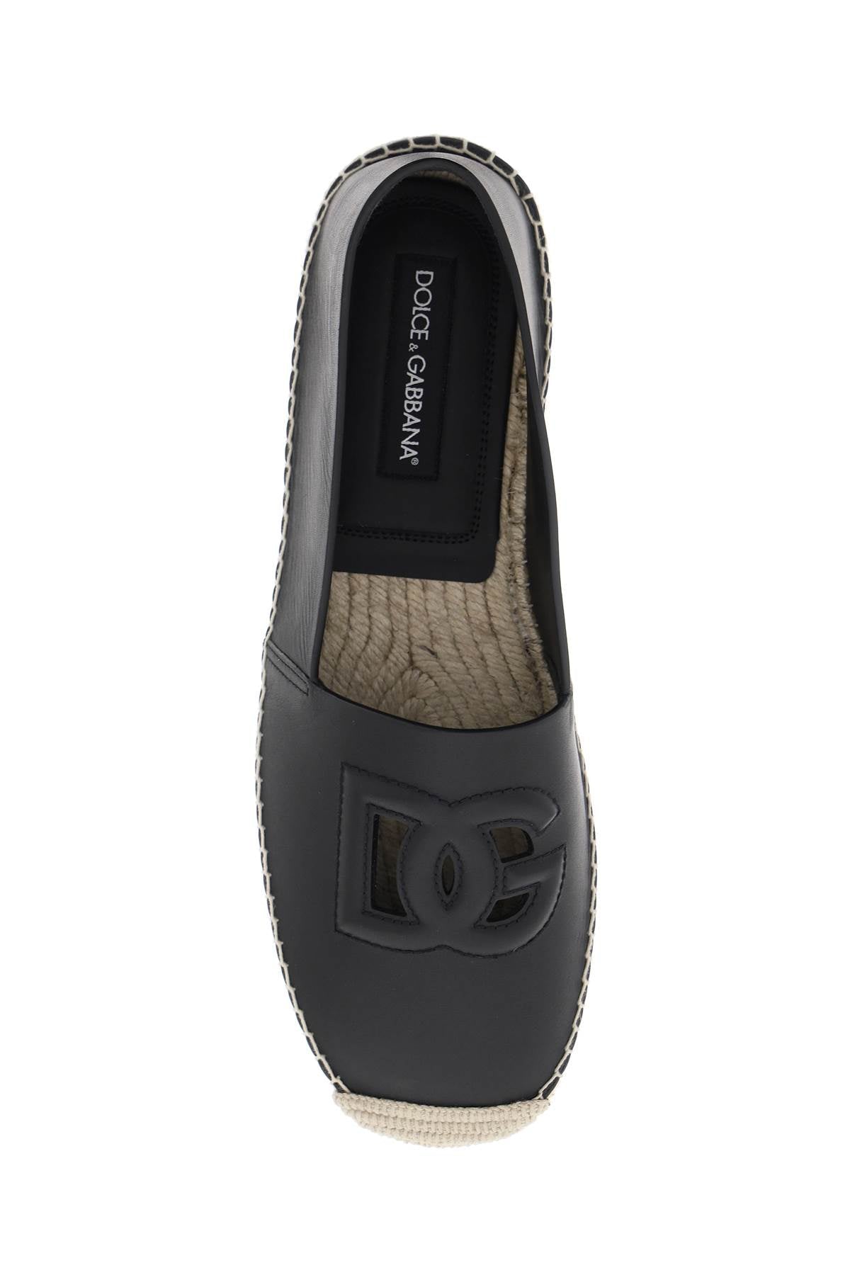 Giày Espadrilles da bò đen ĐỘT PHÁ với logo DG bằng so le làm điểm nhấn dành cho nam giới