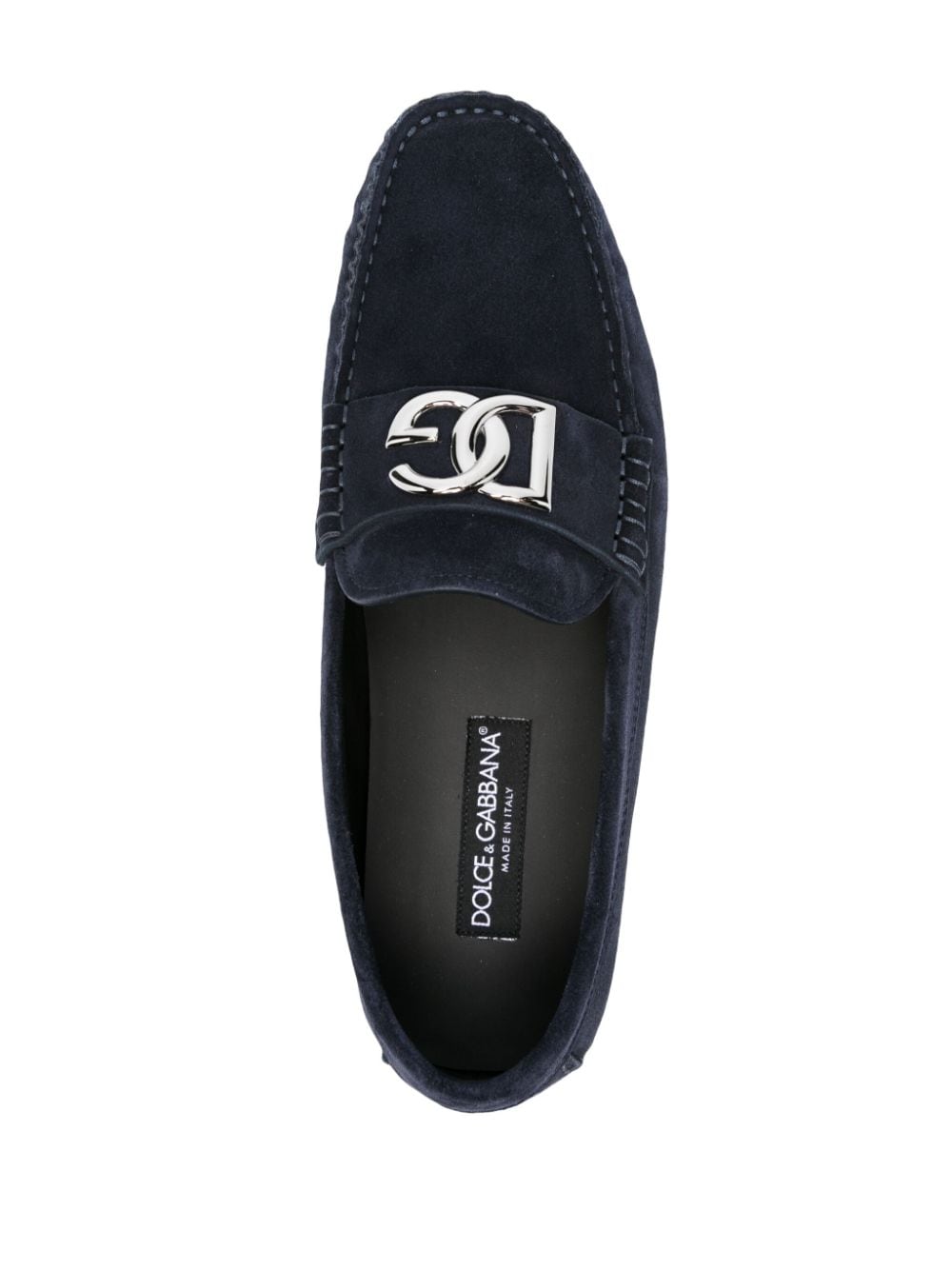 DOLCE & GABBANA Midnight Blue Suede Leather Driver Shoes for Men