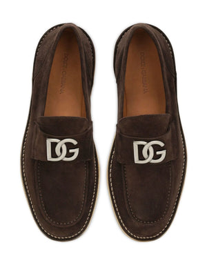 DOLCE & GABBANA Classic Brown Suede Slip-On Shoes for Men