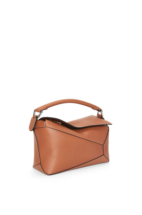 LOEWE Brown Calfskin Leather Mini Puzzle Tote for Women - SS24