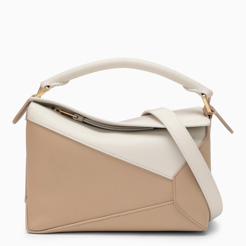 Two-Tone Calfskin Leather Small Shoulder Bag