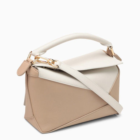 Two-Tone Calfskin Leather Small Shoulder Bag