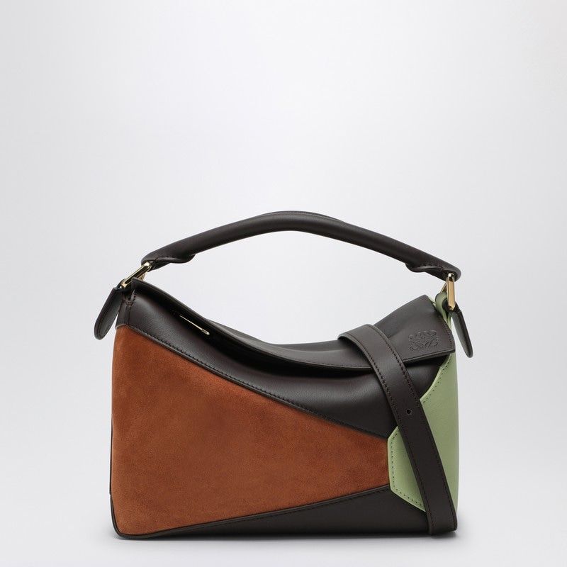 LOEWE Mini Color-Block Handbag in Rich Calfskin and Suede