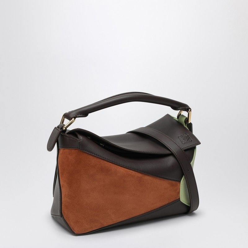 LOEWE Mini Color-Block Handbag in Rich Calfskin and Suede