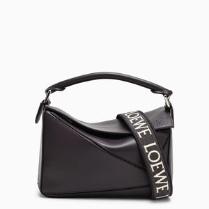 LOEWE Aubergine Small Leather Crossbody Handbag with Adjustable Strap and Silver-Tone Accents