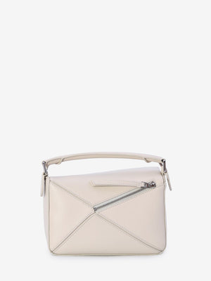 LOEWE Mini Puzzle Handbag - Off-White Satin Calfskin