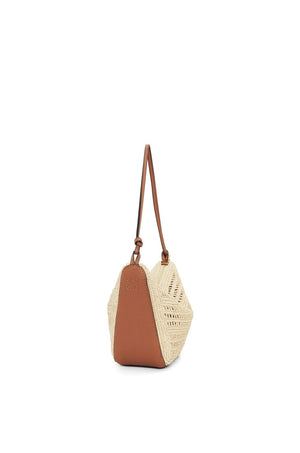 LOEWE Women's Mini Hammock Hobo Handbag in Tannat - Raffia & Calfskin Leather for SS24