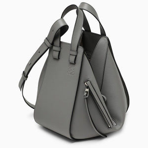 LOEWE Gray Mini Hammock Leather Handbag with Gold-Tone Accents for Women