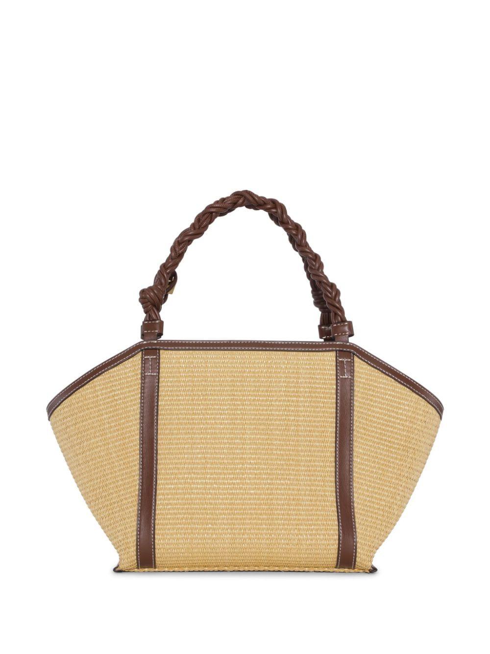 GANNI Chic Beige Bou Medium Raffia Tote