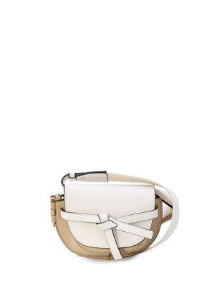 White Mini Gate Dual Handbag in Luxurious Calfskin for Women