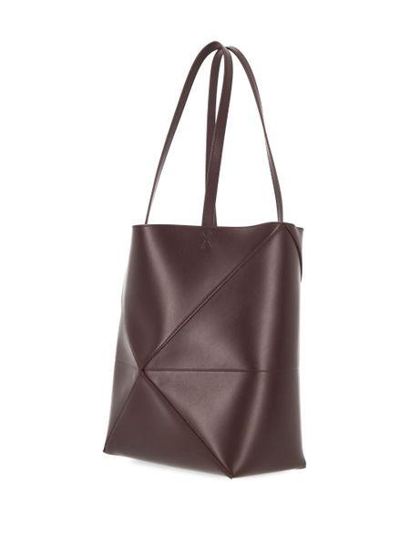 Burgundy PUZZLE FOLD Calfskin Tote Handbag for Women