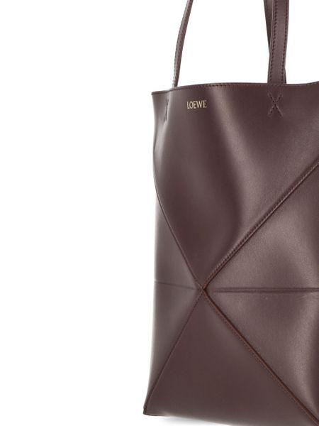 Burgundy Calfskin Puzzle Fold Tote Handbag for Women