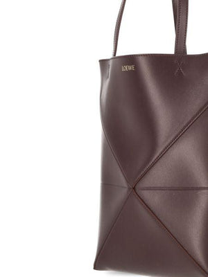 Burgundy PUZZLE FOLD Calfskin Tote Handbag for Women