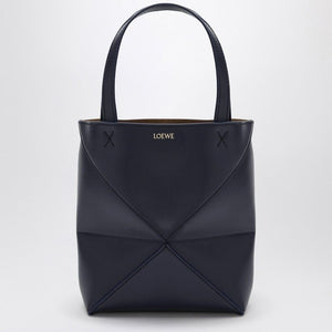 LOEWE Mini Puzzle Fold Tote in Abiss Blue