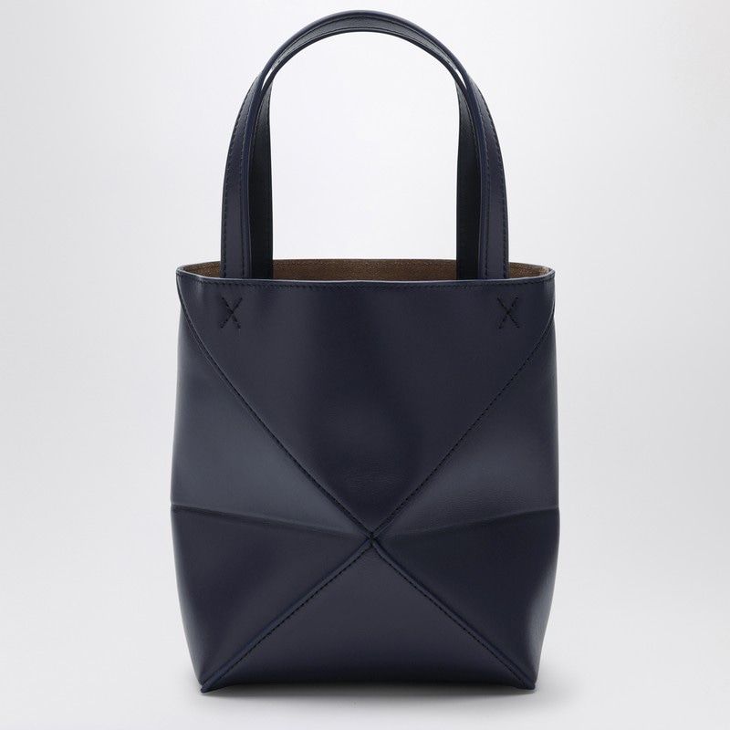 LOEWE Mini Puzzle Fold Tote in Abiss Blue