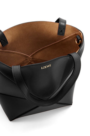 LOEWE Mini Puzzle Fold Brown Calf Leather Tote for Women