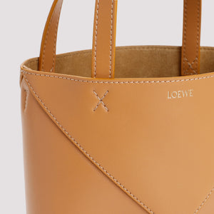 LOEWE Mini Puzzle Fold Brown Calf Leather Tote for Women