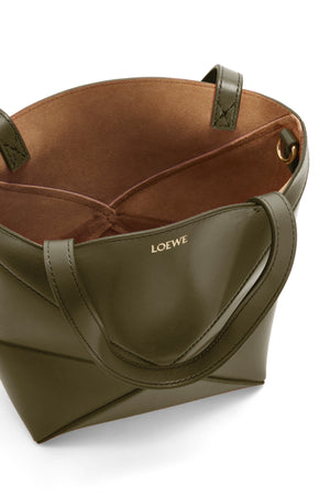 LOEWE Mini Puzzle Fold Brown Calf Leather Tote for Women