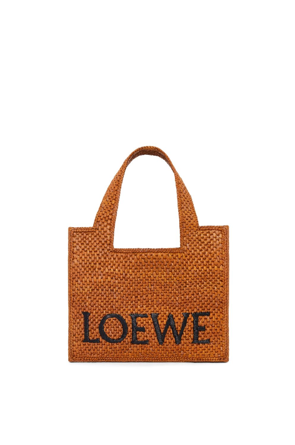 LOEWE Small Honeygold Raffia and Leather Tote Handbag for Women SS24