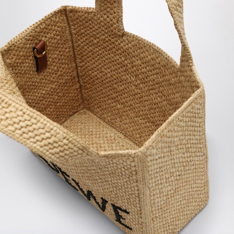 LOEWE Natural Raffia Small Tote with Leather Accents