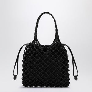 MOSCHINO COUTURE Mini Black Nappa Handbag with Woven Handle