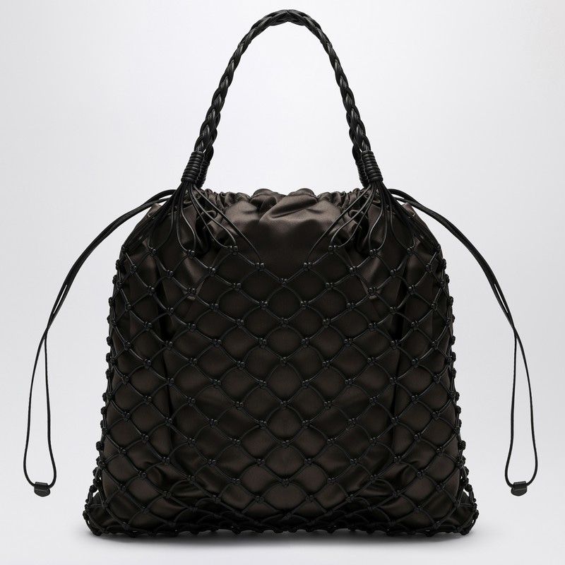 MOSCHINO COUTURE Large Brown Nappa Handbag with Woven Handle