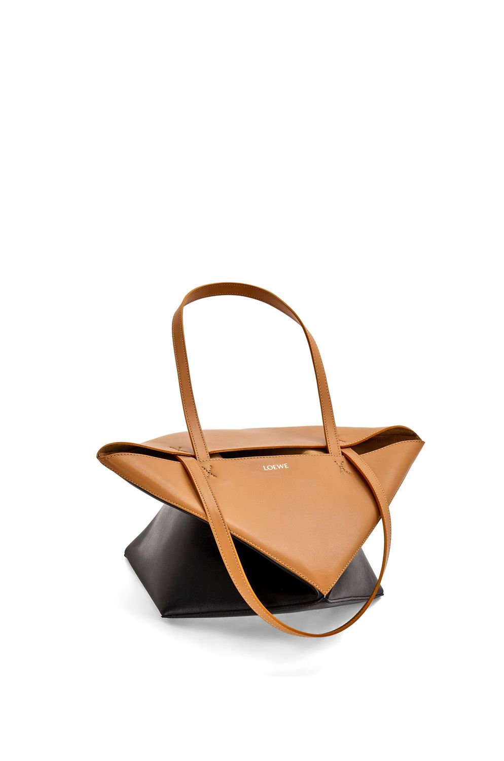 LOEWE Foldable Puzzle Tote Handbag in Black and Brown Calfskin for Women - FW23