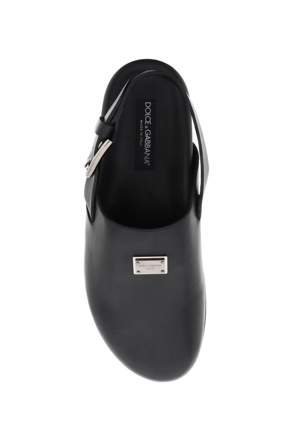 DOLCE & GABBANA Luxury Leather Clogs with Logo Accent