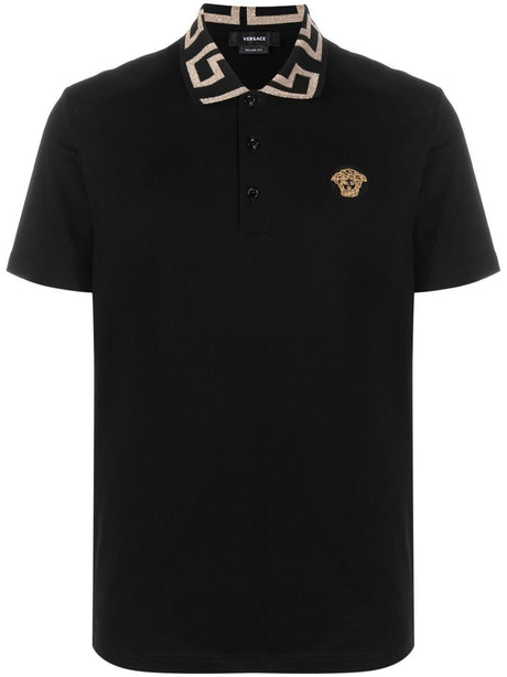 VERSACE Black Tunic Polo Shirt for Men