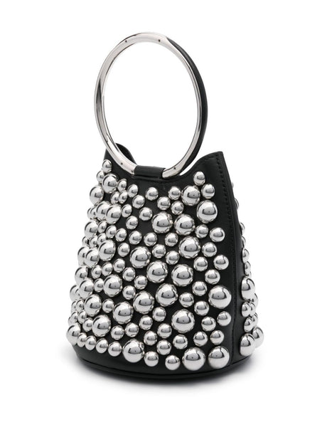 ALAIA Mini Leather Bucket Handbag with Silver Studs