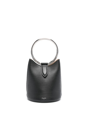 ALAIA Chic Mini Leather Bucket Bag with Ring Handle