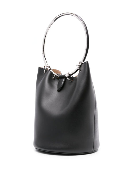ALAIA Elegant Large Leather Bucket Handbag with Ring Detail