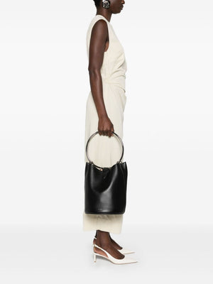 ALAIA Elegant Large Leather Bucket Handbag with Ring Detail