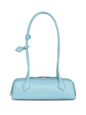 ALAIA Mini Leather Handbag with Zipper and Mirror - Light Blue